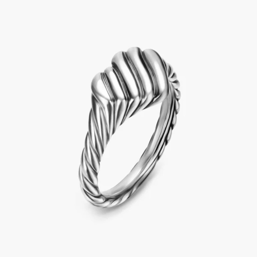 David Yurman Sculpted Cable Heart Pinky Ring Sterling Silver, 9mm